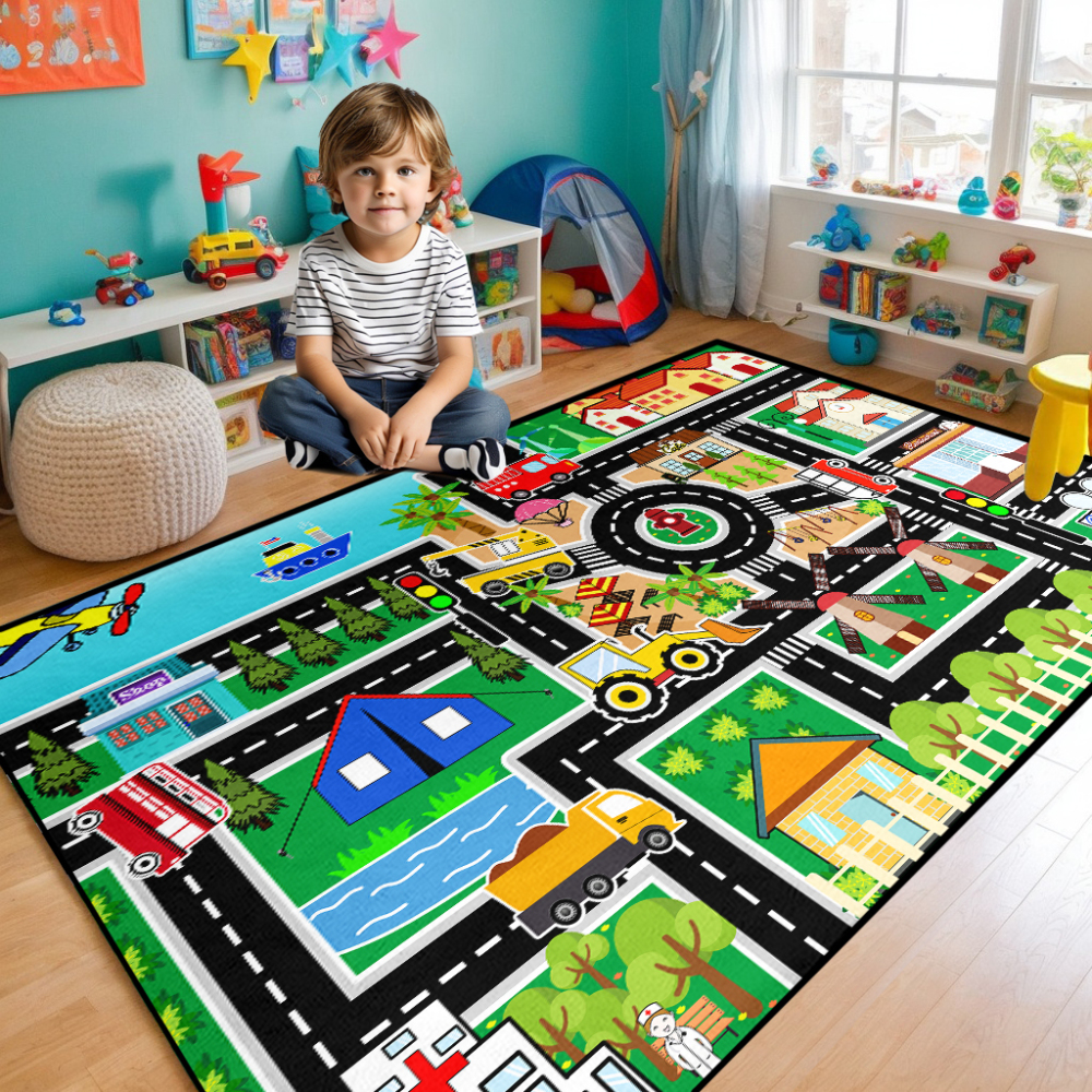 Educational Traffic Road Car Play Mat Rug | CozyLil