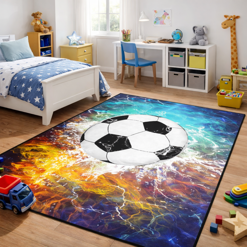 Soccer Field Sports Area Rug for Boys Room | CozyLil