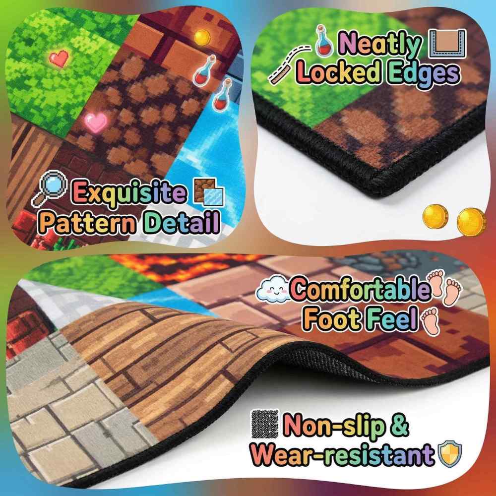 Pixel Block Gamer Building Kids Play Mat for Boys Room | CozyLil