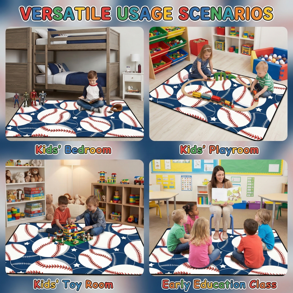 Kids Baseball Rug Sports Room Carpet For Boys Bedroom | CozyLil