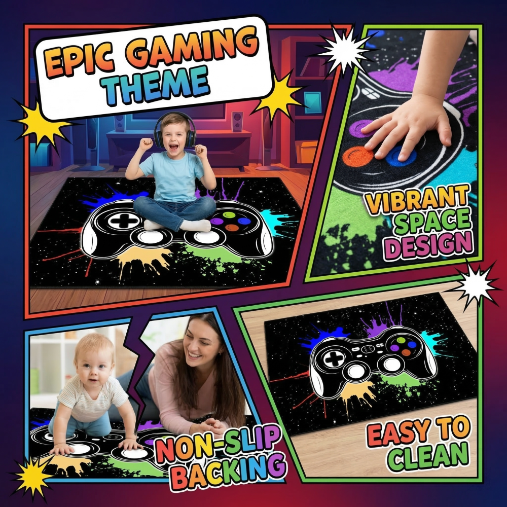 Gamer Rug for Boys Bedroom Cool Game Room Decor | CozyLil