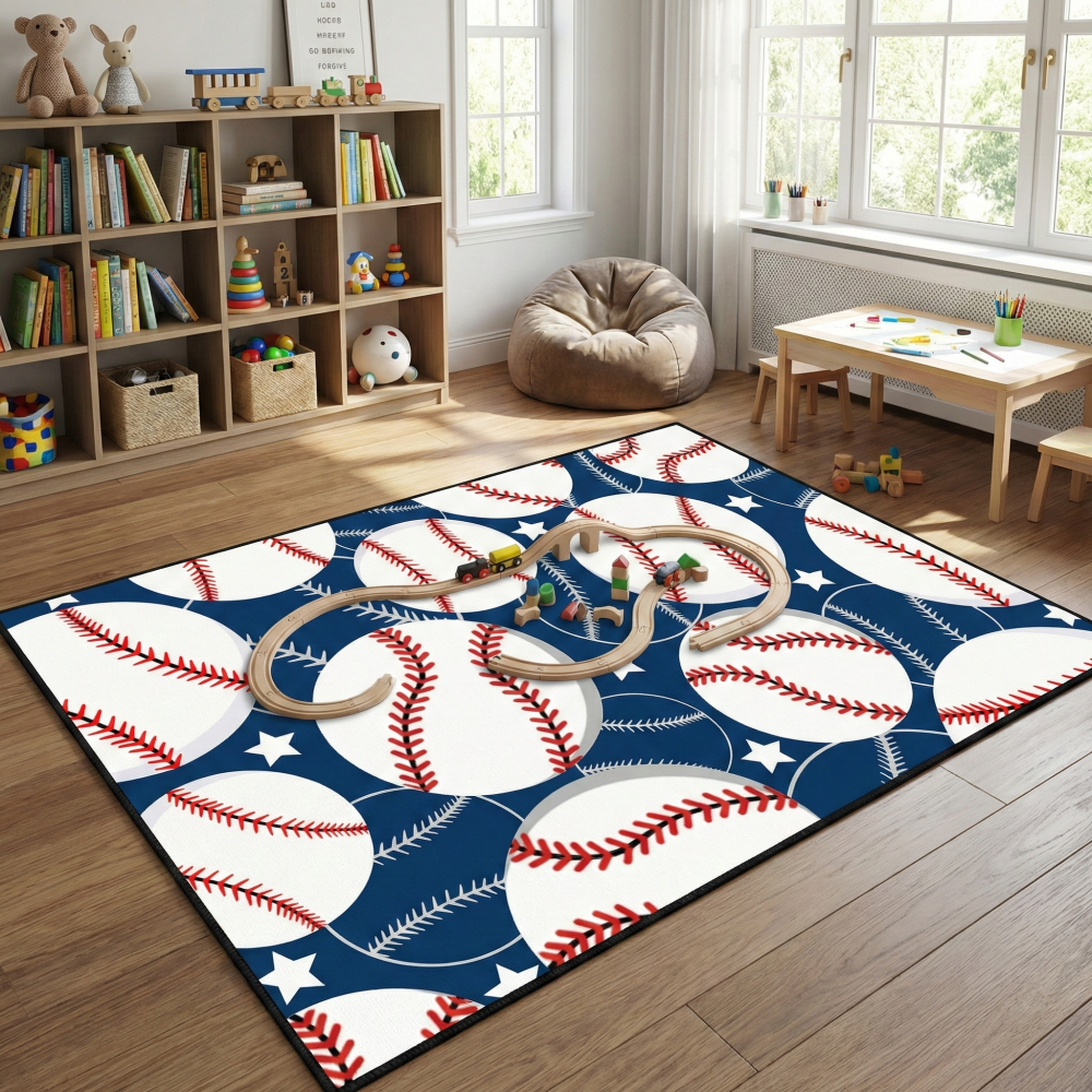 Kids Baseball Rug Sports Room Carpet For Boys Bedroom | CozyLil