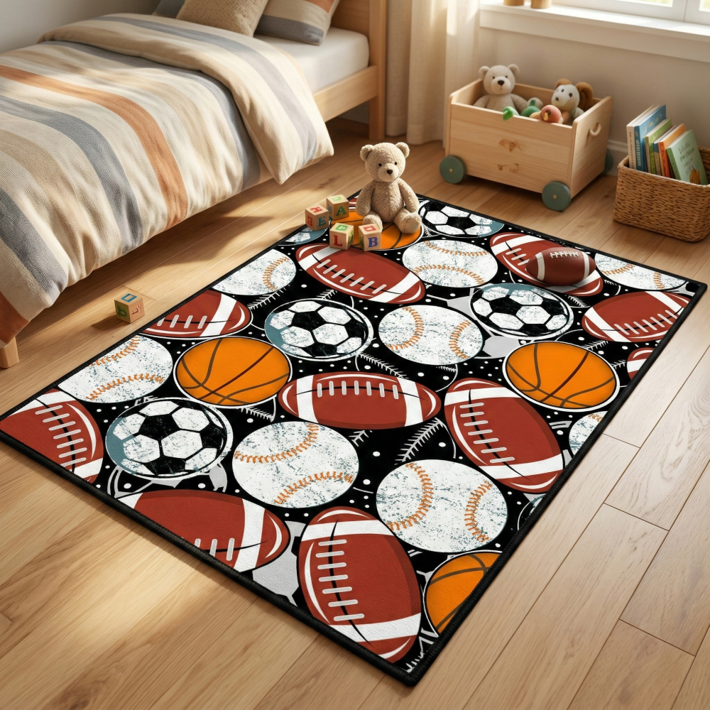 Kids Sports Balls Area Rug | CozyLil