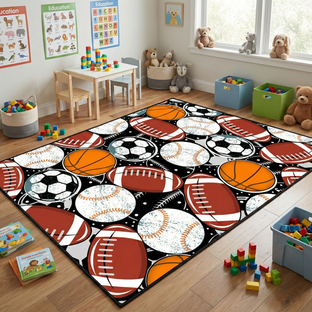 Kids Sports Balls Area Rug | CozyLil