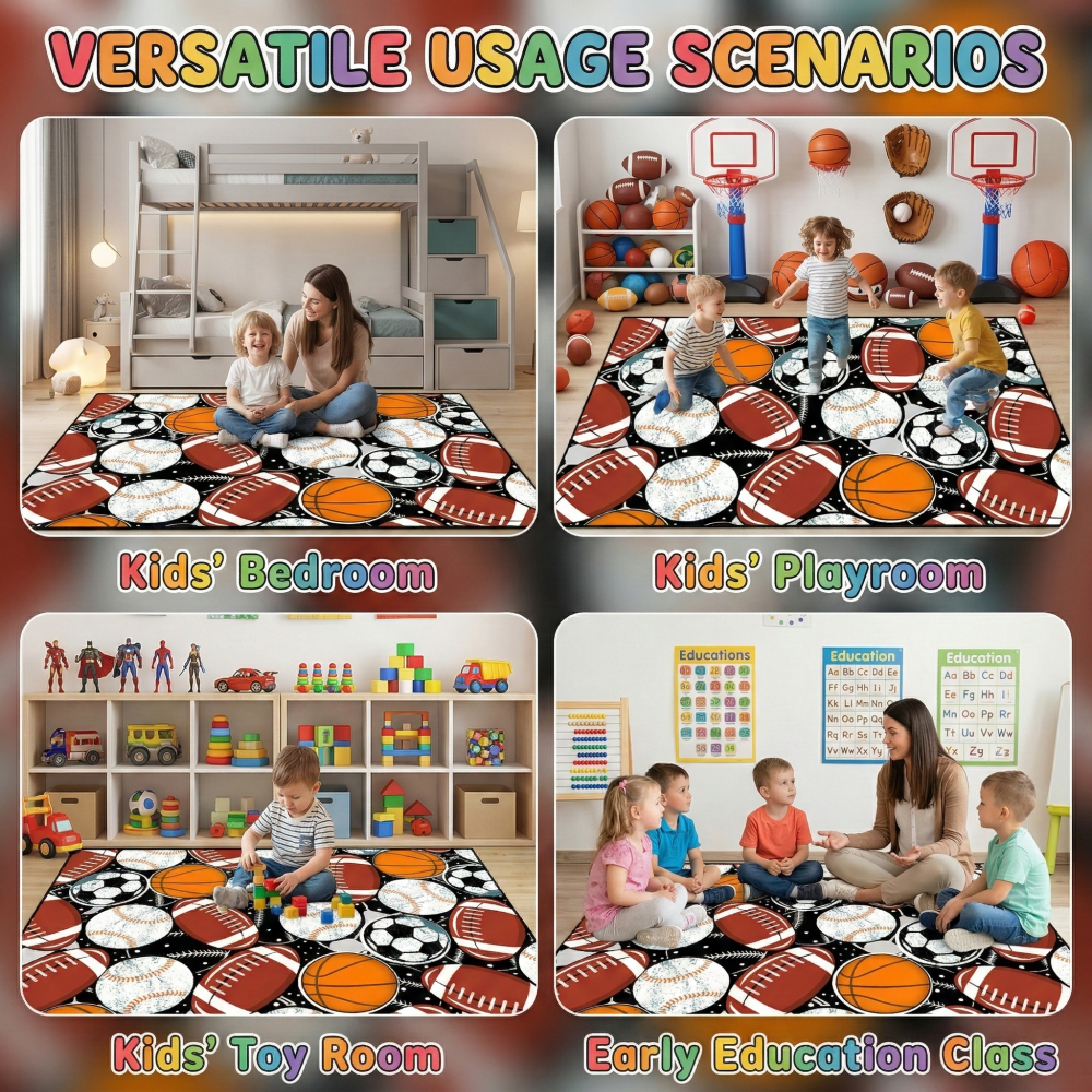 Kids Sports Balls Area Rug | CozyLil