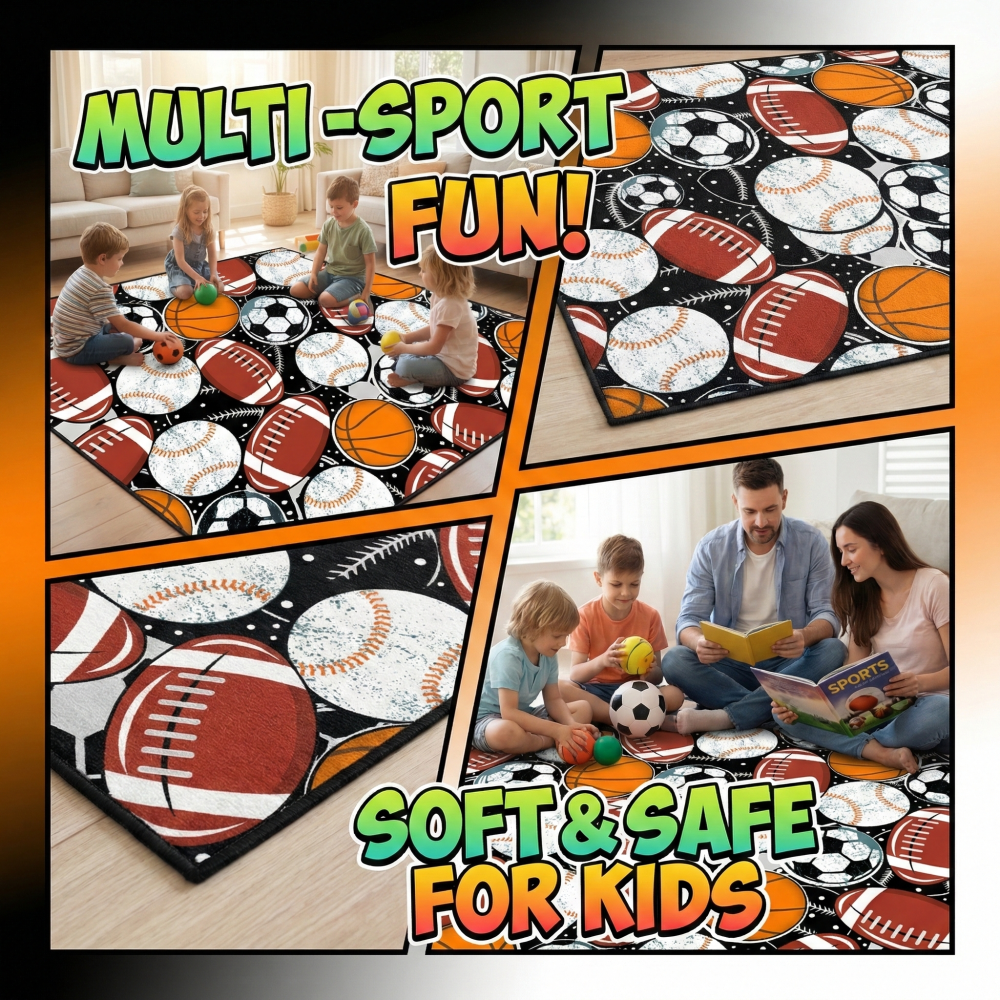 Kids Sports Balls Area Rug | CozyLil