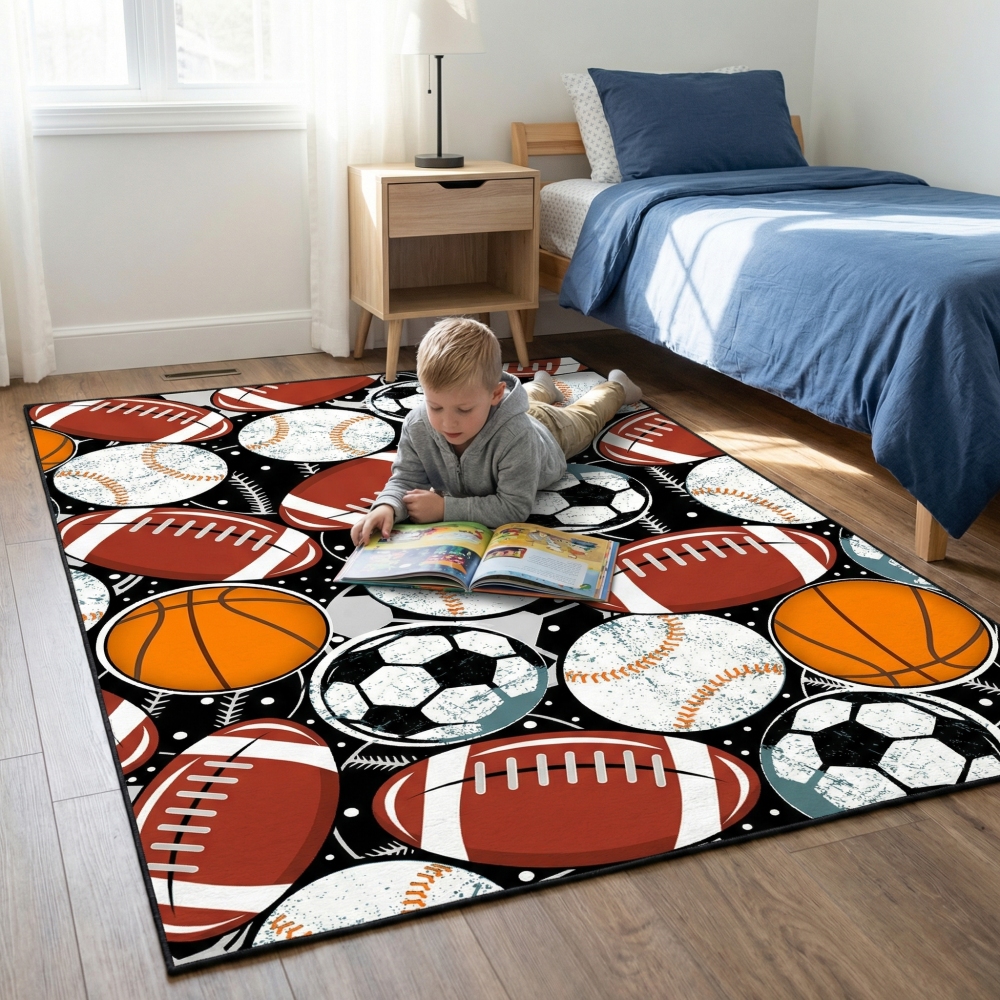 Kids Sports Balls Area Rug | CozyLil