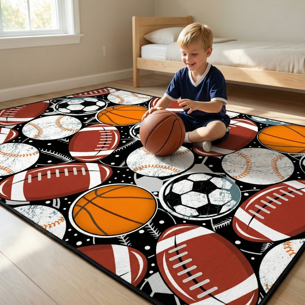 Kids Sports Balls Area Rug | CozyLil