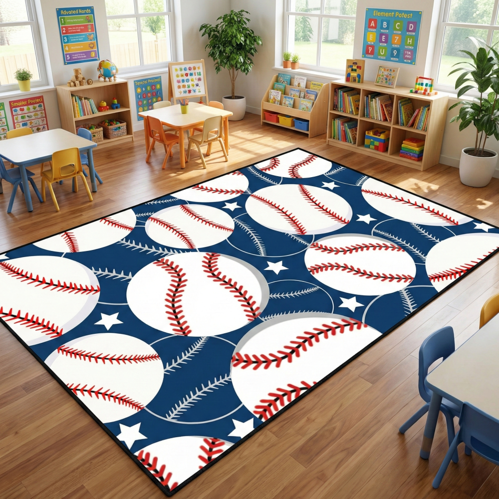 Kids Baseball Rug Sports Room Carpet For Boys Bedroom | CozyLil