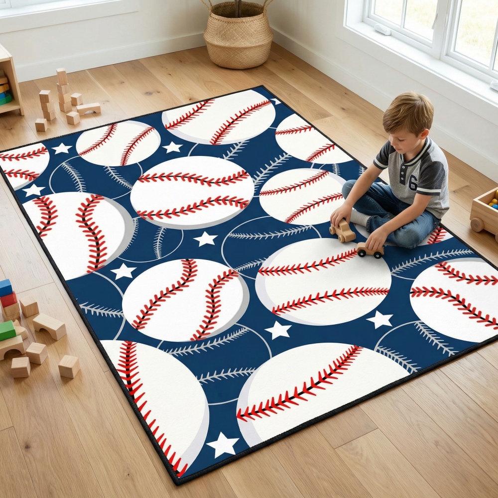 Kids Baseball Rug Sports Room Carpet For Boys Bedroom | CozyLil
