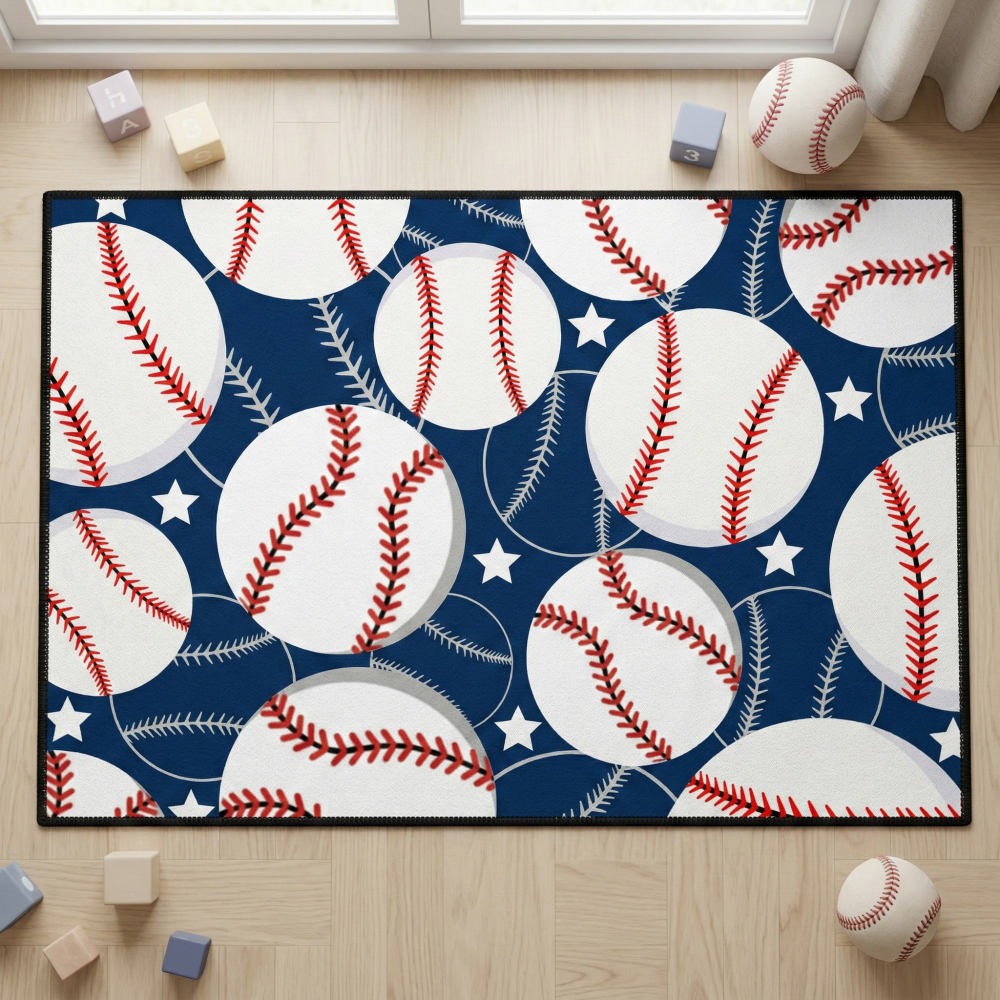 Kids Baseball Rug Sports Room Carpet For Boys Bedroom | CozyLil