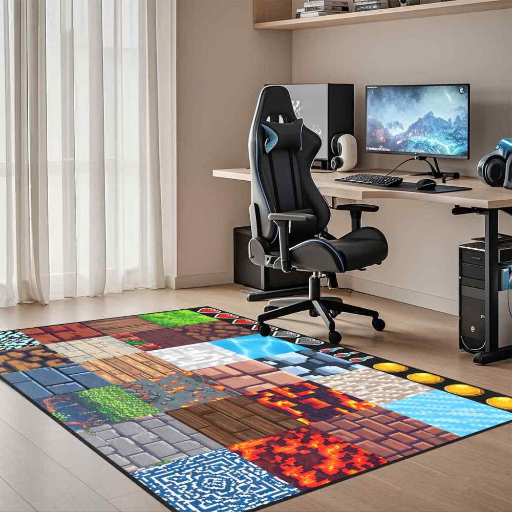 Pixel Block Gamer Building Kids Play Mat for Boys Room | CozyLil