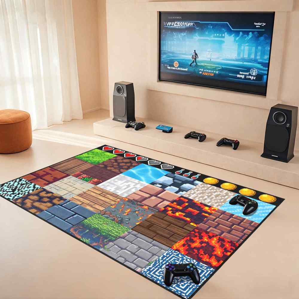 Pixel Block Gamer Building Kids Play Mat for Boys Room | CozyLil