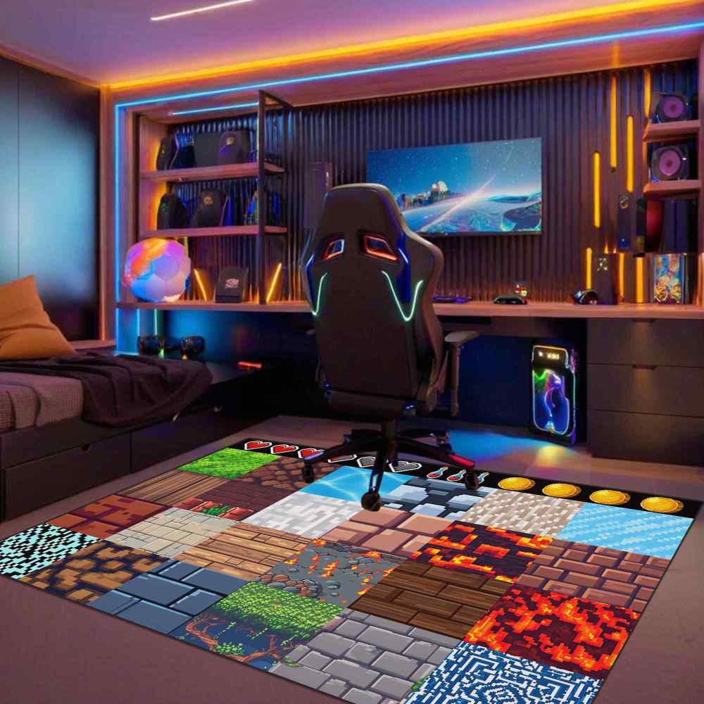 Pixel Block Gamer Building Kids Play Mat for Boys Room | CozyLil
