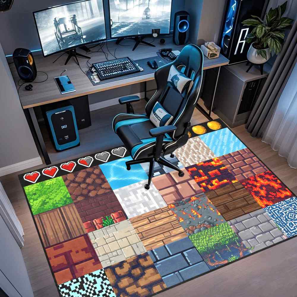 Pixel Block Gamer Building Kids Play Mat for Boys Room | CozyLil