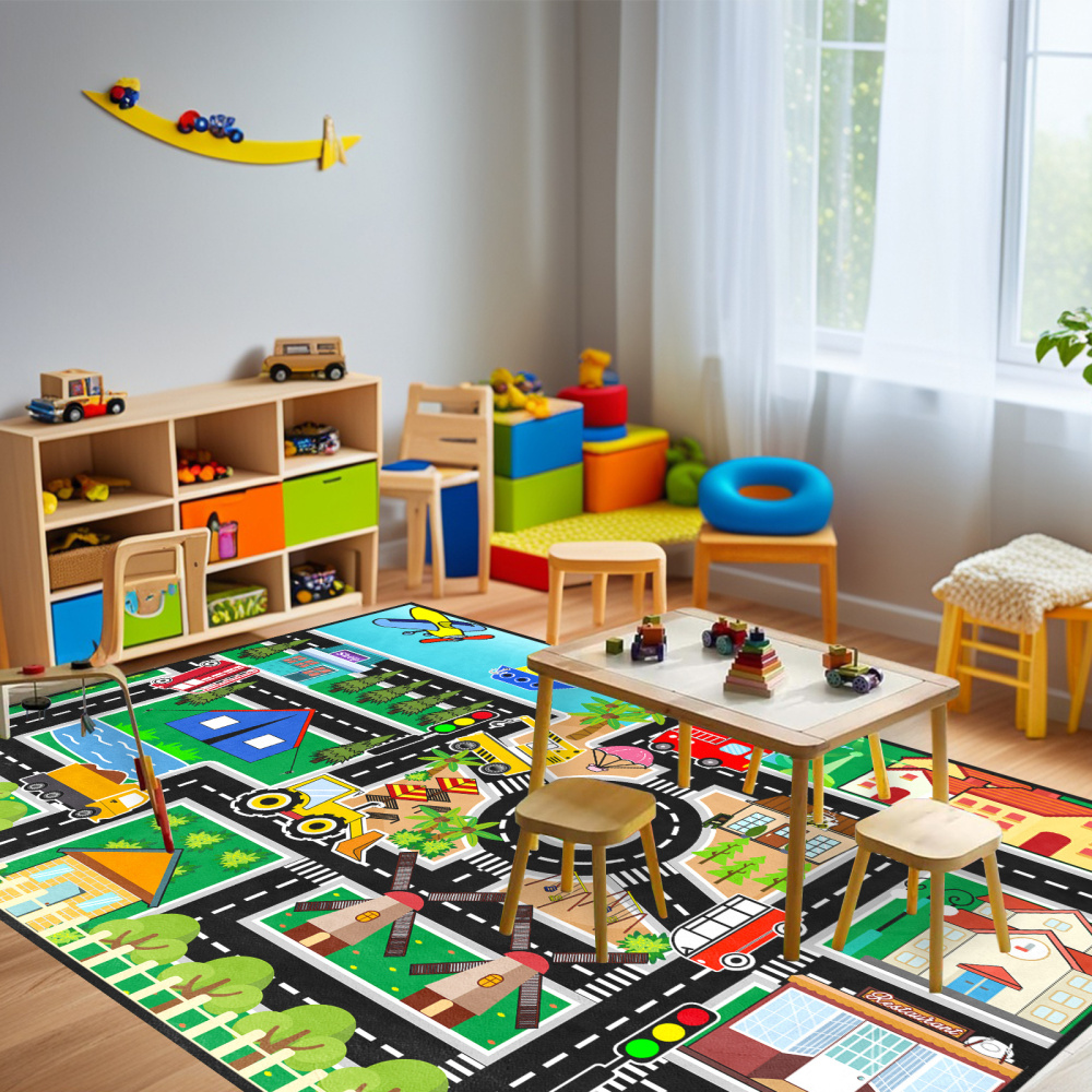 Educational Traffic Road Car Play Mat Rug | CozyLil