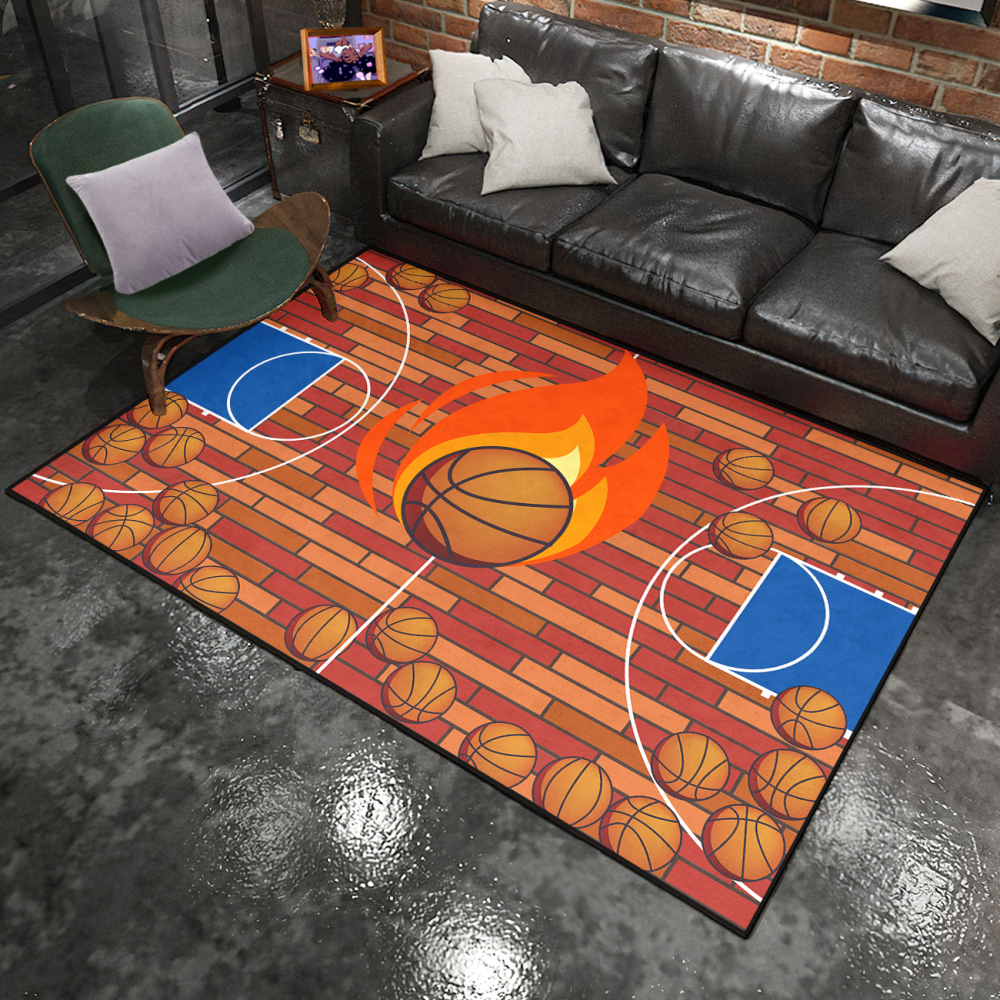 Flaming Basketball Court Play Mat for Boys Room | CozyLil