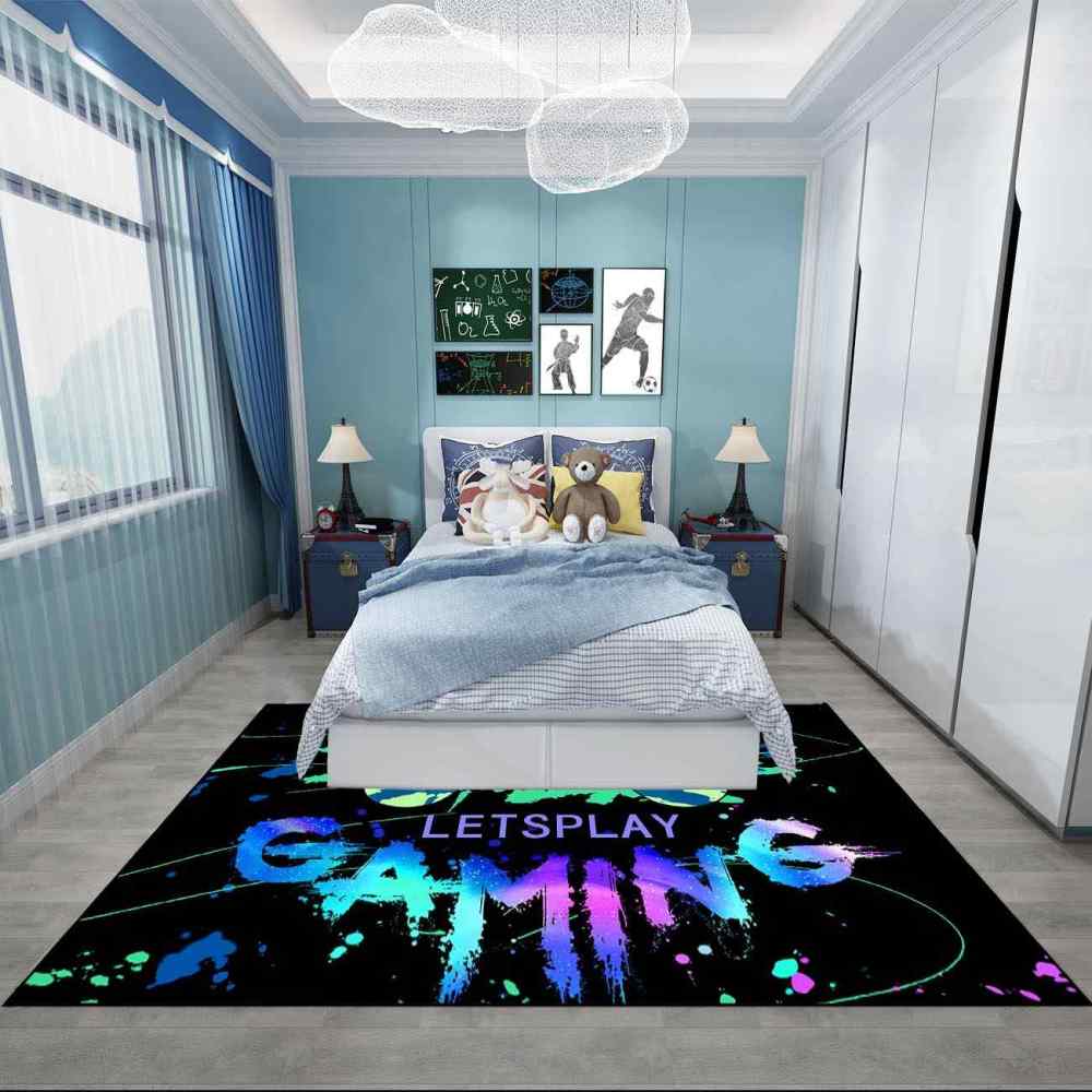 Blue Gamepad Video Game Area Rug for Boys Bedroom | CozyLil