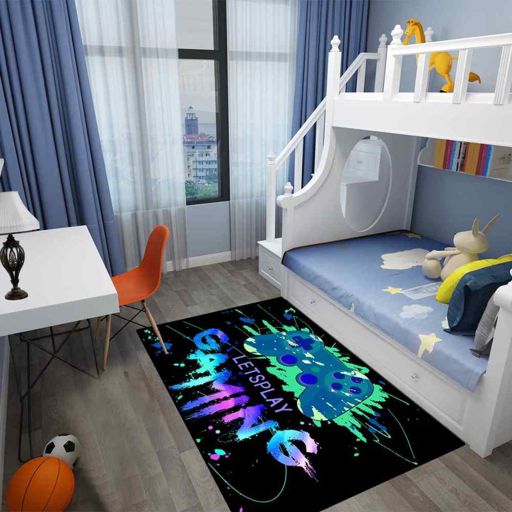 Blue Gamepad Video Game Area Rug for Boys Bedroom | CozyLil