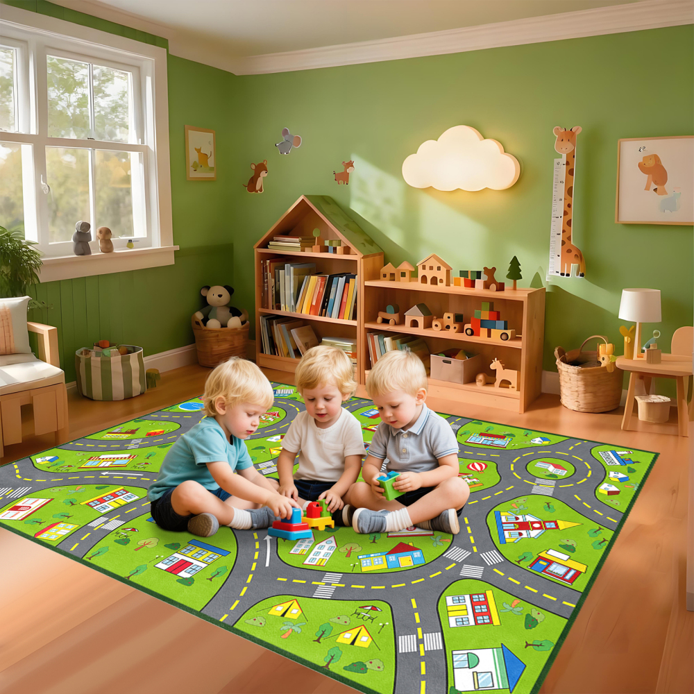 City Traffic Road Play Mat Educational Area Rug | CozyLil
