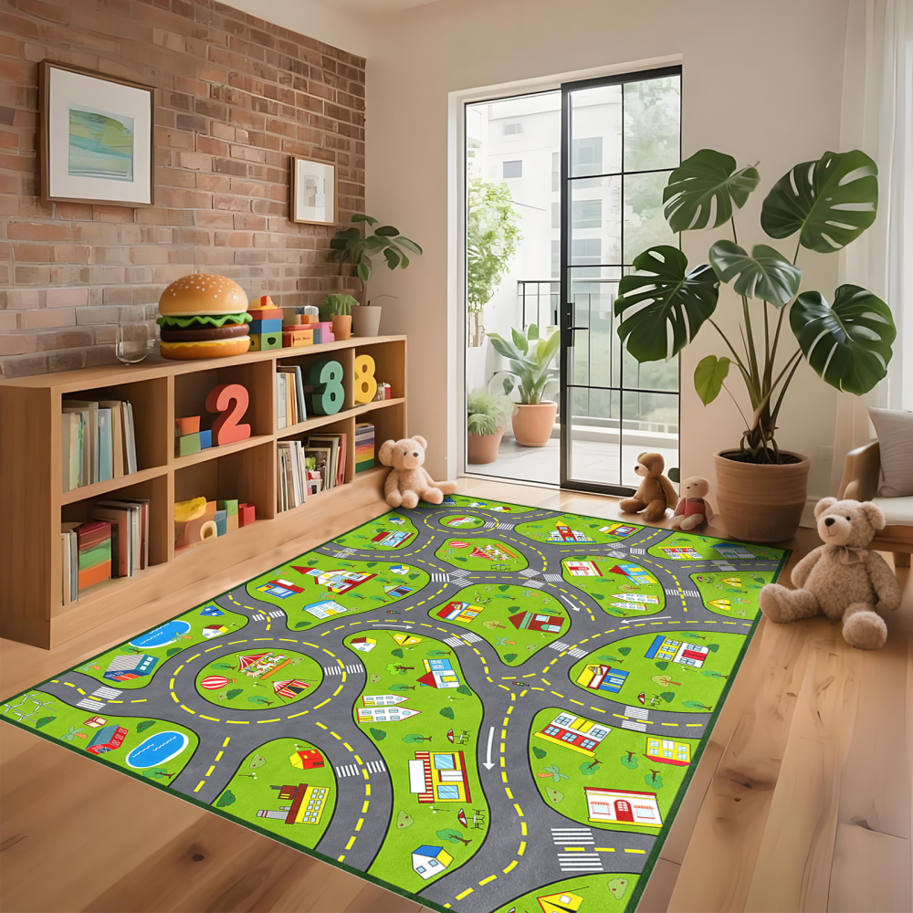 City Traffic Road Play Mat Educational Area Rug | CozyLil