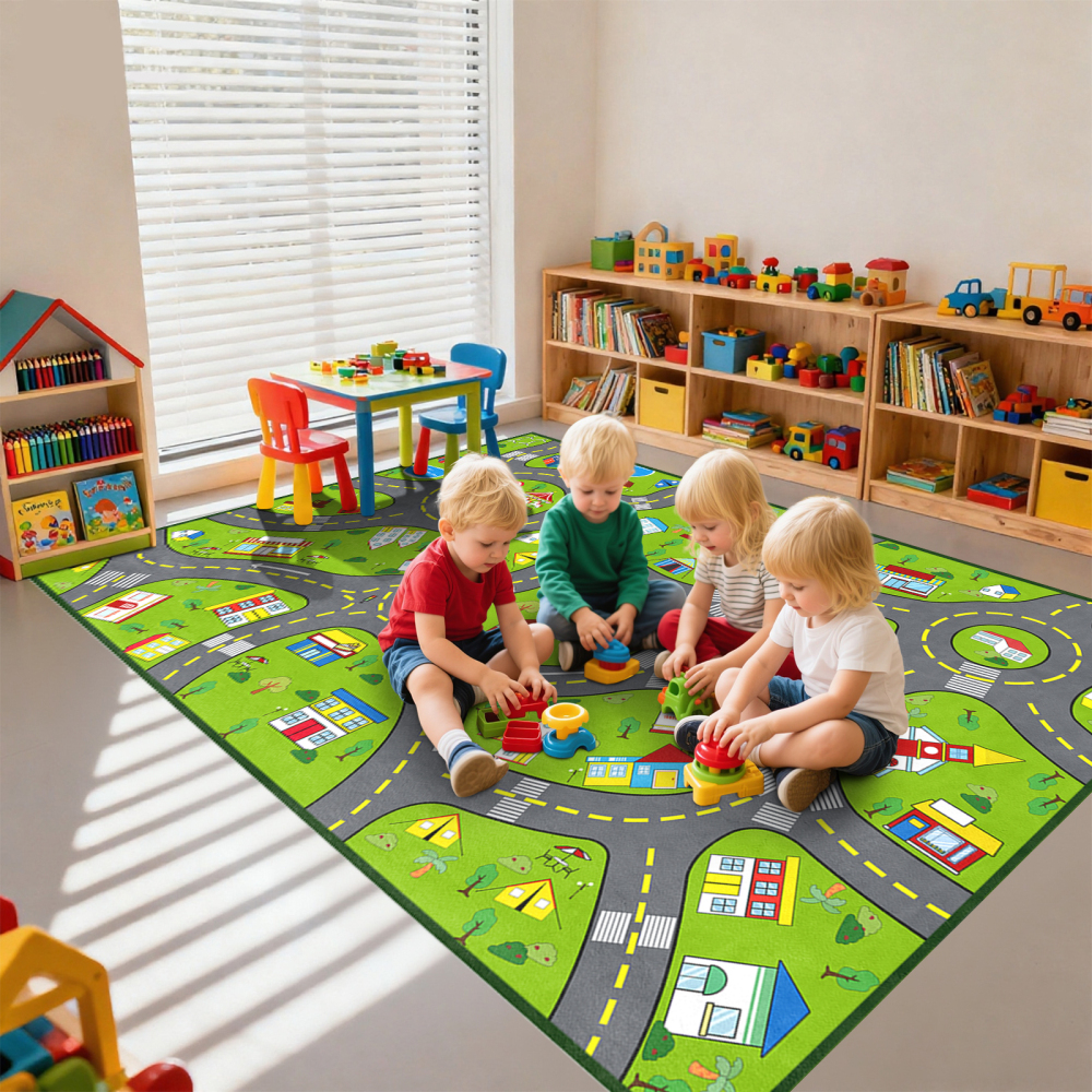City Traffic Road Play Mat Educational Area Rug | CozyLil