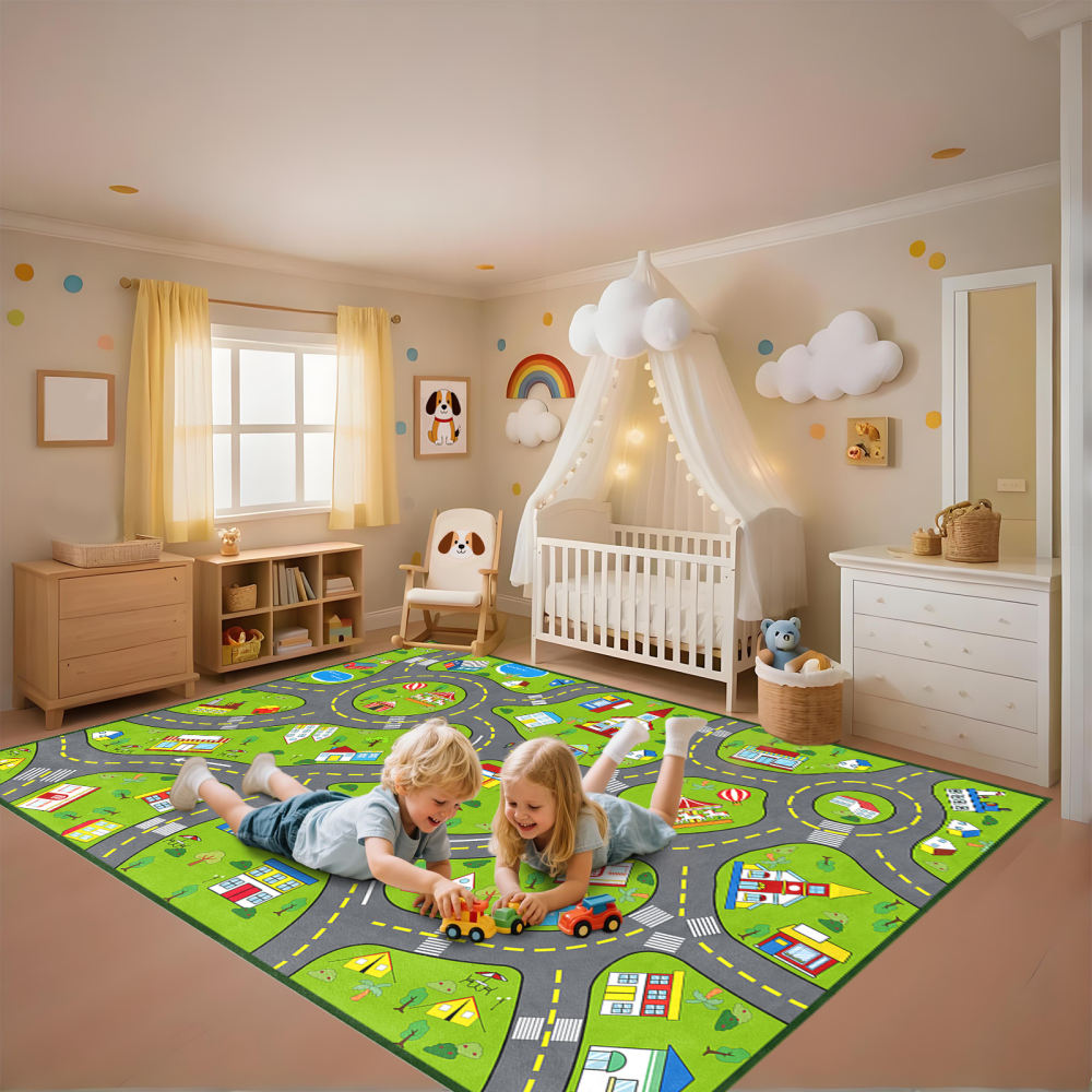 City Traffic Road Play Mat Educational Area Rug | CozyLil