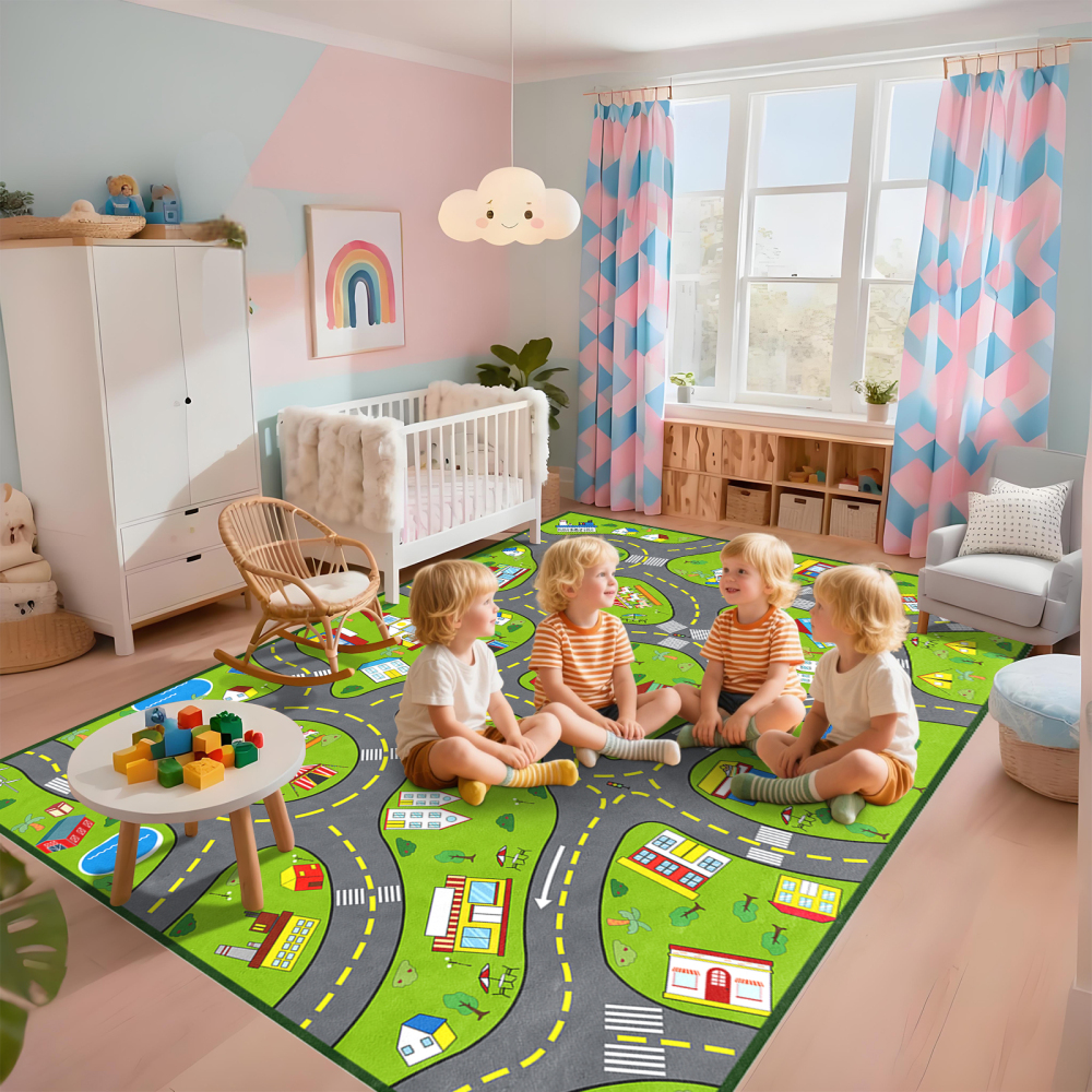 City Traffic Road Play Mat Educational Area Rug | CozyLil