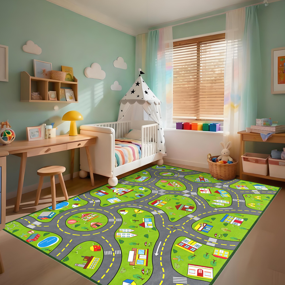 City Traffic Road Play Mat Educational Area Rug | CozyLil