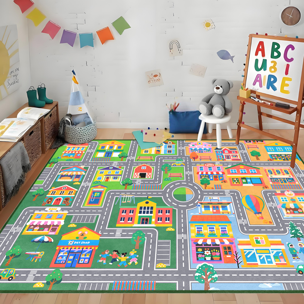 City Life Traffic Road Kids Area Rug Play Mat | CozyLil