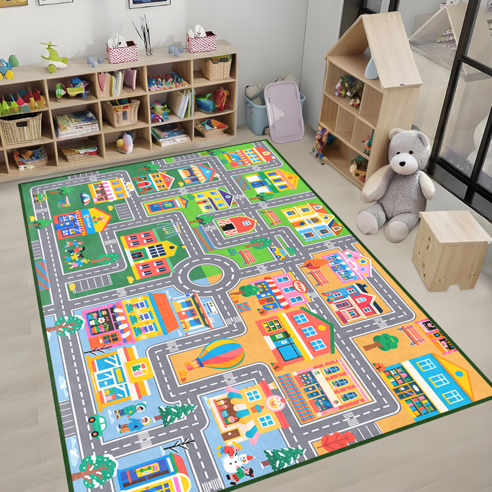 City Life Traffic Road Kids Area Rug Play Mat | CozyLil