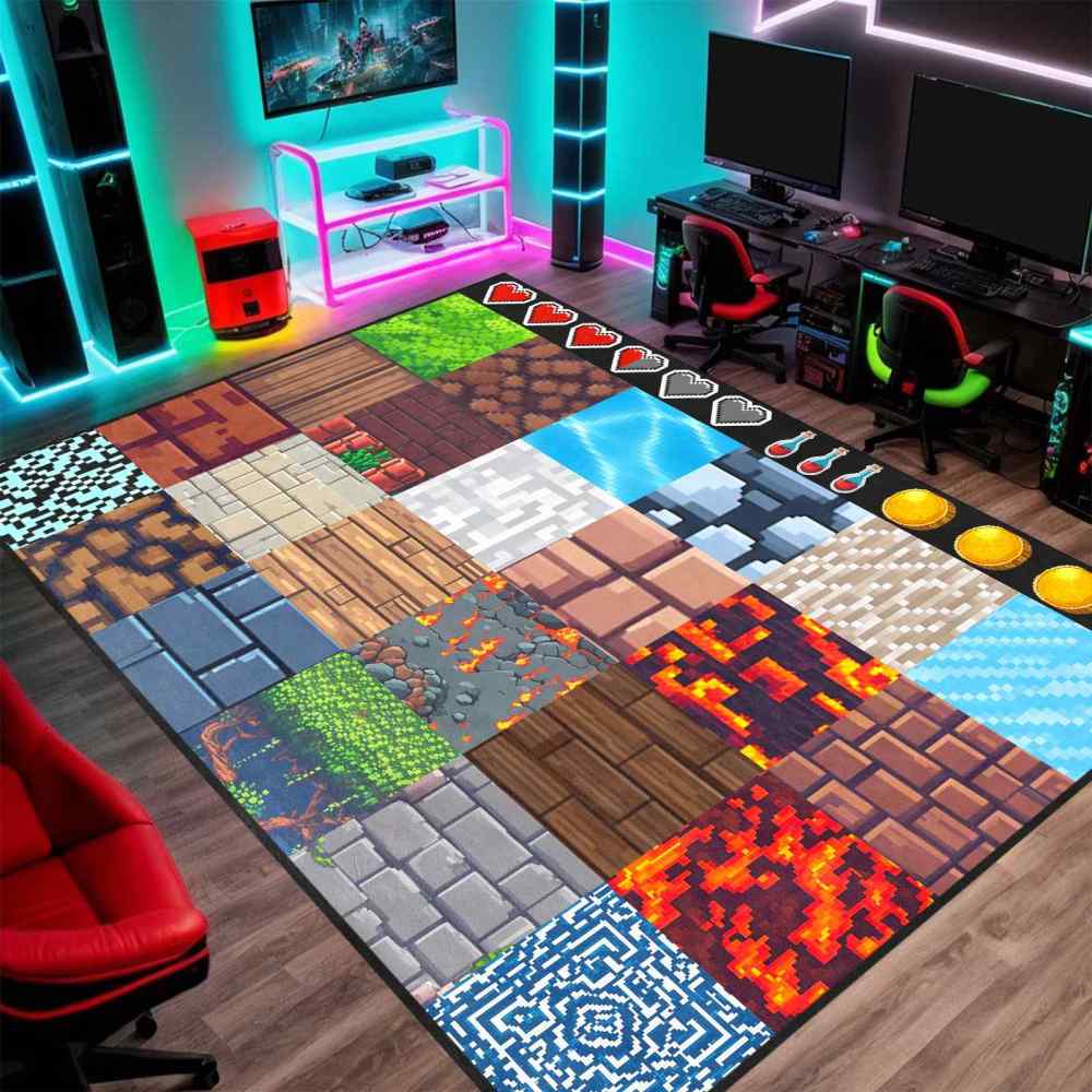 Pixel Block Gamer Building Kids Play Mat for Boys Room | CozyLil