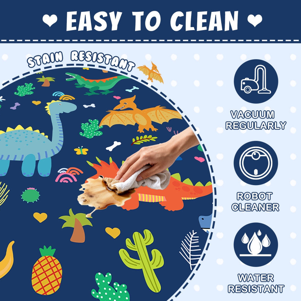 Cute Blue Cartoon Dinosaur Area Rug for Kids | CozyLil