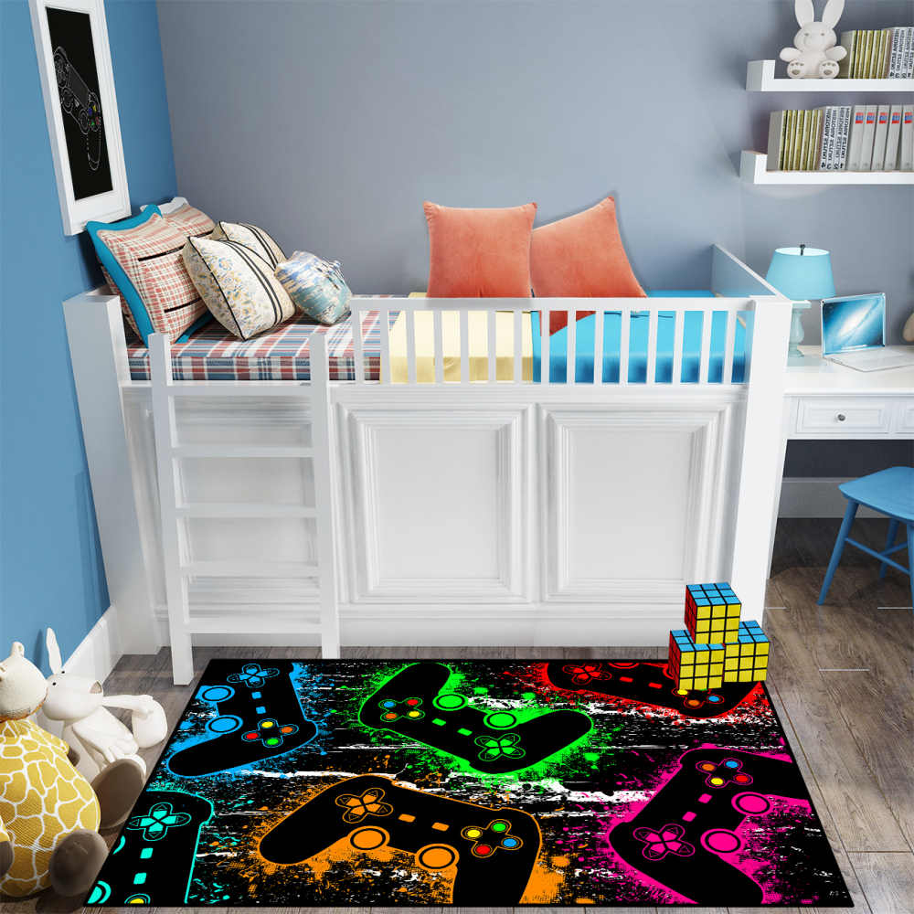 Green Gamepad Gamer Area Rug for Kids Room | CozyLil
