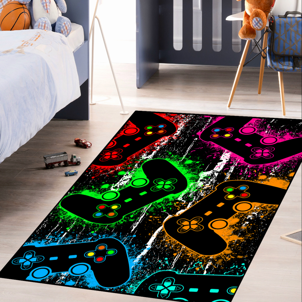 Green Gamepad Gamer Area Rug for Kids Room | CozyLil