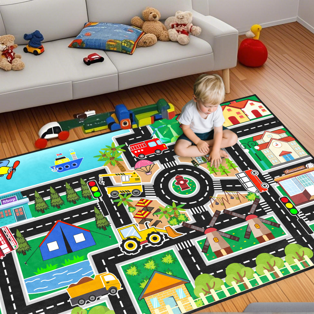 Educational Traffic Road Car Play Mat Rug | CozyLil