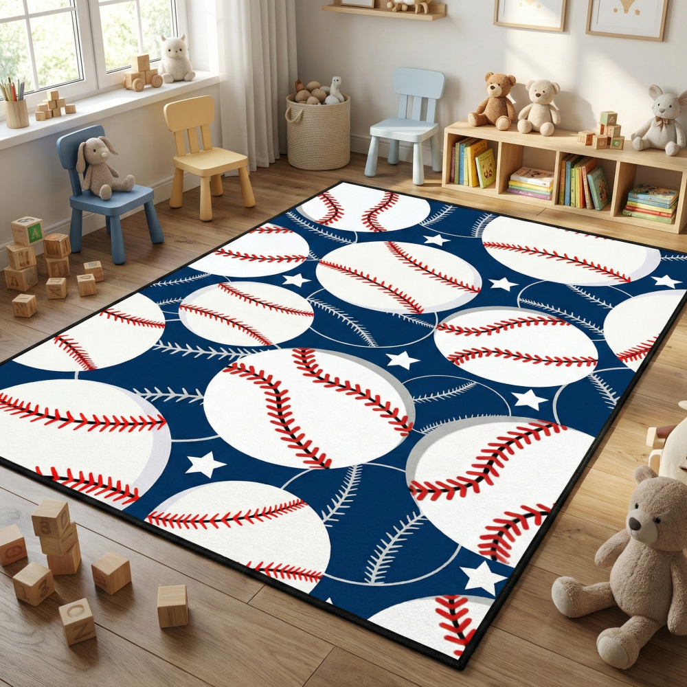 Kids Baseball Rug Sports Room Carpet For Boys Bedroom | CozyLil