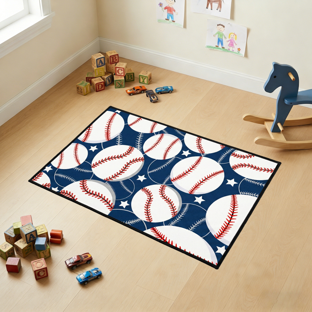 Kids Baseball Rug Sports Room Carpet For Boys Bedroom | CozyLil