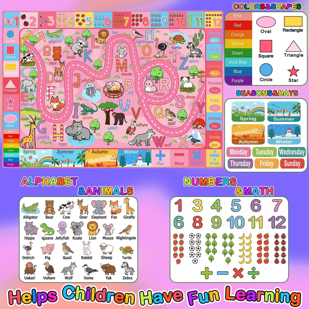 Educational Alphabet & Animals Kids Area Rug Play Mat | CozyLil