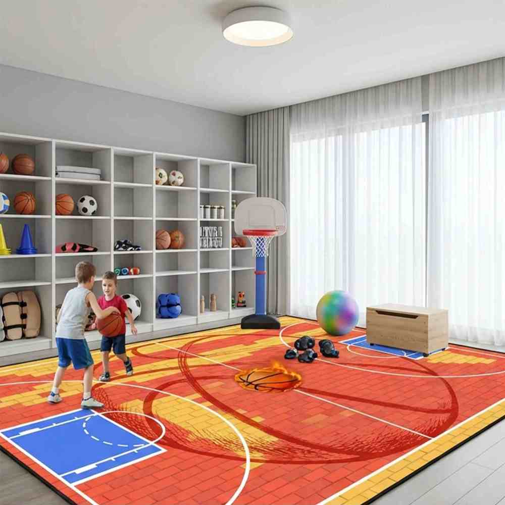 Boys Athletic Sports Theme Area Rug Kids Play Mat | CozyLil