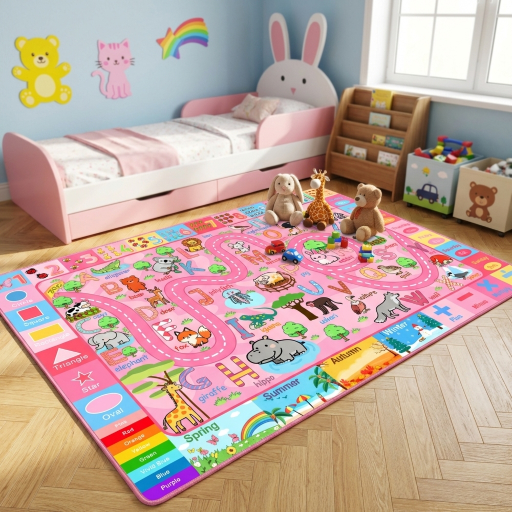 Educational Alphabet & Animals Kids Area Rug Play Mat | CozyLil