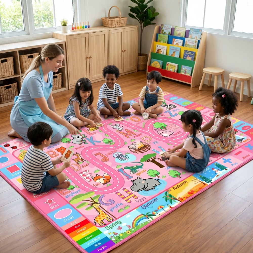 Educational Alphabet & Animals Kids Area Rug Play Mat | CozyLil