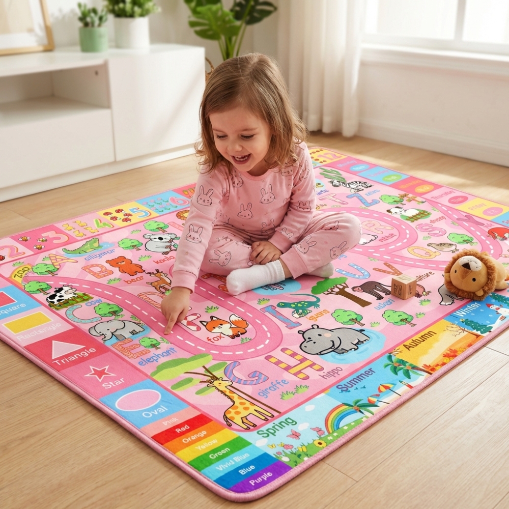 Educational Alphabet & Animals Kids Area Rug Play Mat | CozyLil