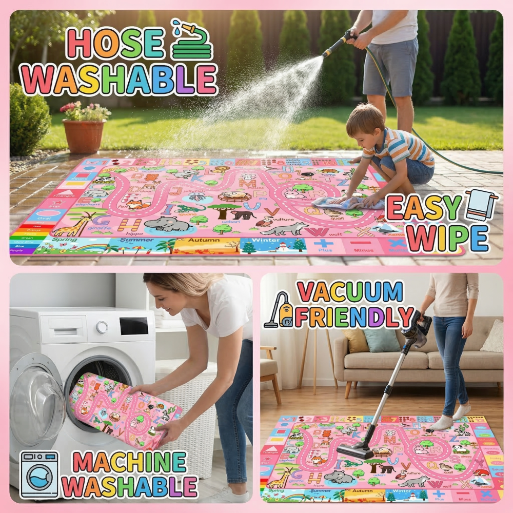 Educational Alphabet & Animals Kids Area Rug Play Mat | CozyLil