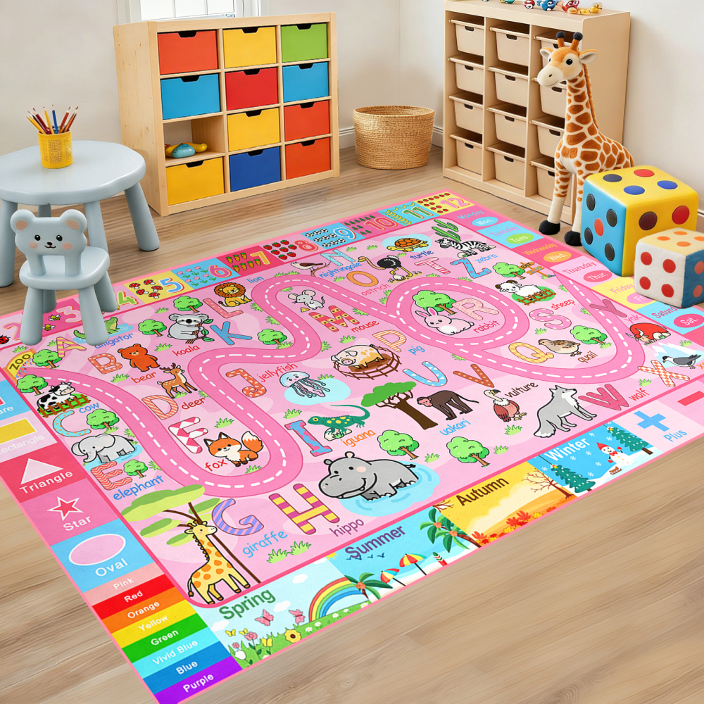 Educational Alphabet & Animals Kids Area Rug Play Mat | CozyLil