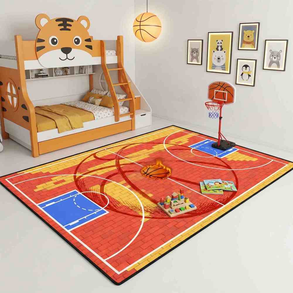 Boys Athletic Sports Theme Area Rug Kids Play Mat | CozyLil