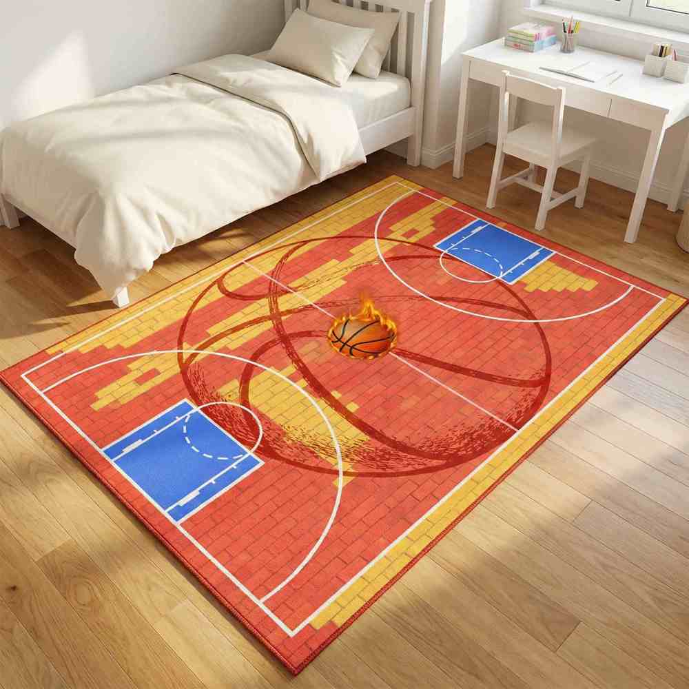 Boys Athletic Sports Theme Area Rug Kids Play Mat | CozyLil