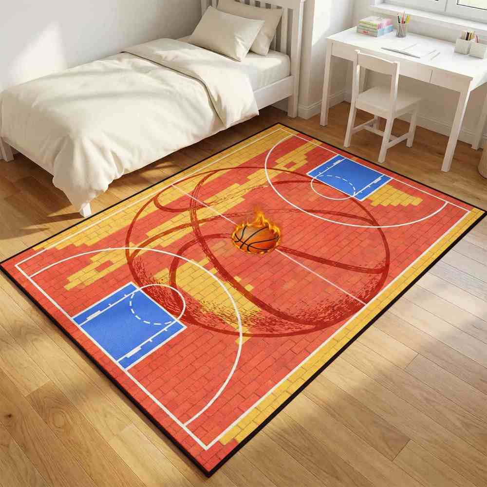 Boys Athletic Sports Theme Area Rug Kids Play Mat | CozyLil