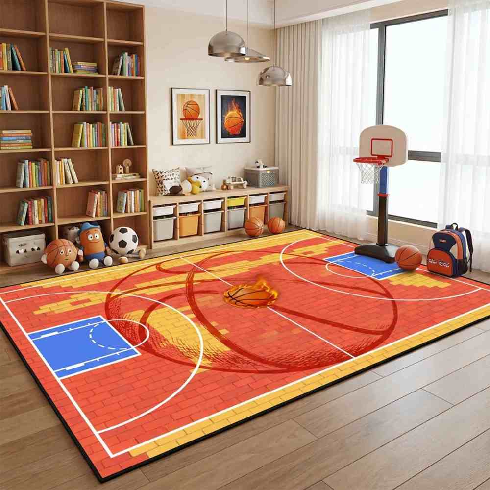 Boys Athletic Sports Theme Area Rug Kids Play Mat | CozyLil