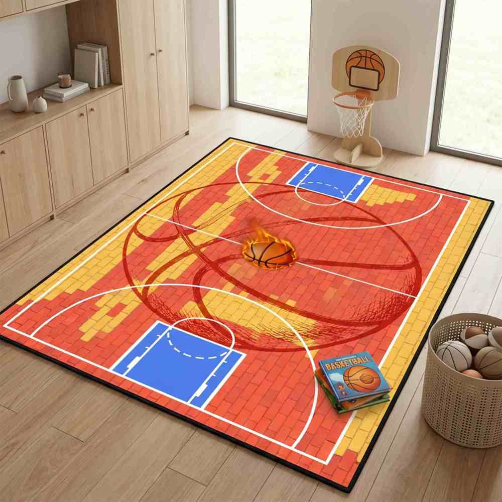 Boys Athletic Sports Theme Area Rug Kids Play Mat | CozyLil